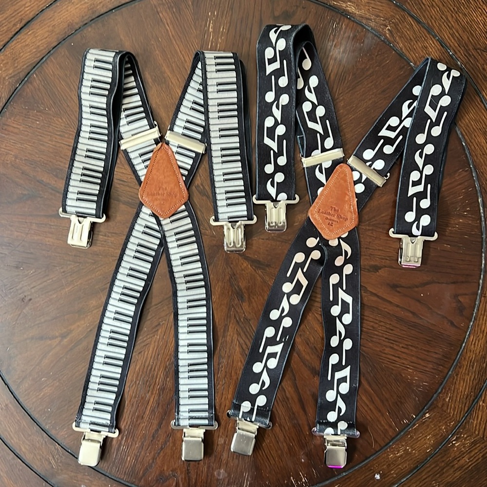 The Leather Shop Suspenders Piano Music Notes Themed 2 Pairs